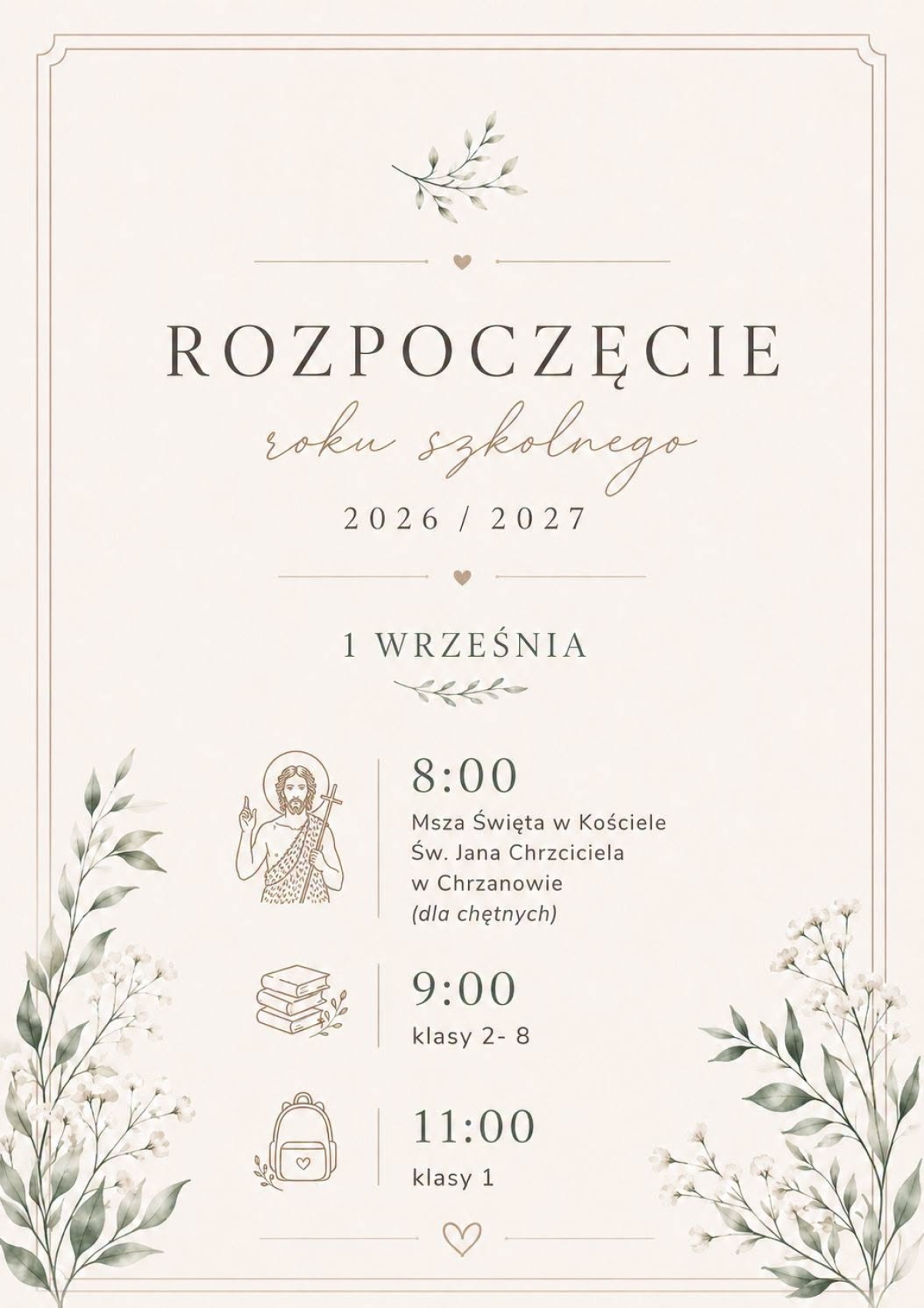 Rozpoczęcie roku szkolnego 2026/2027.